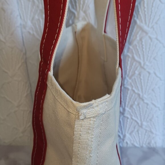 LL Bean Boat & Tote Cream & Red 12" x 10" Made In USA - Picture 3 of 8